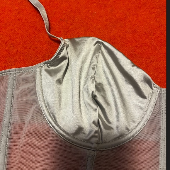 Light gray silvery satin and mesh balconette bra bralette corset NWT - Picture 4 of 9
